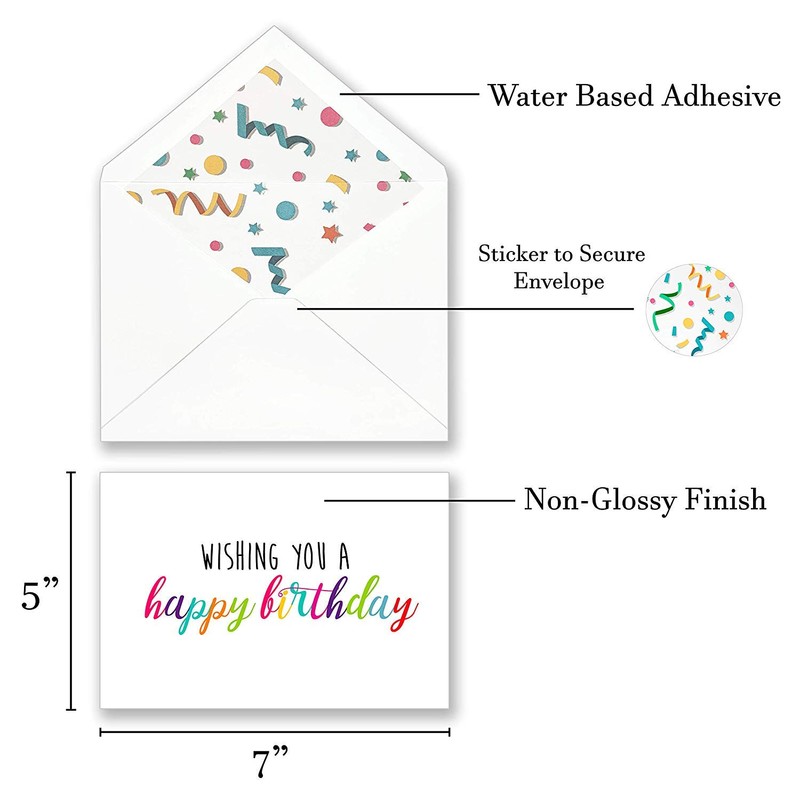 100 Happy Birthday Cards Bulk, Large 5x7 Inch Assorted, with