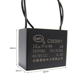 AKZYTUE CBB61 Capacitor 16uf 350V AC Ceiling Fan 2 Wire 50/60Hz for Starting Electric Fan Generator Pump Motor