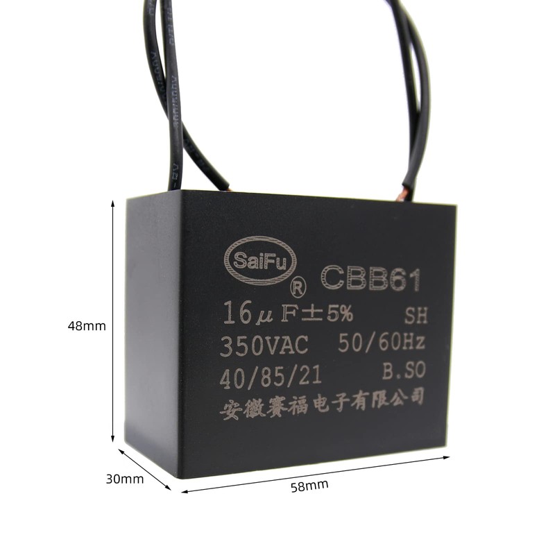 AKZYTUE CBB61 Capacitor 16uf 350V AC Ceiling Fan 2 Wire