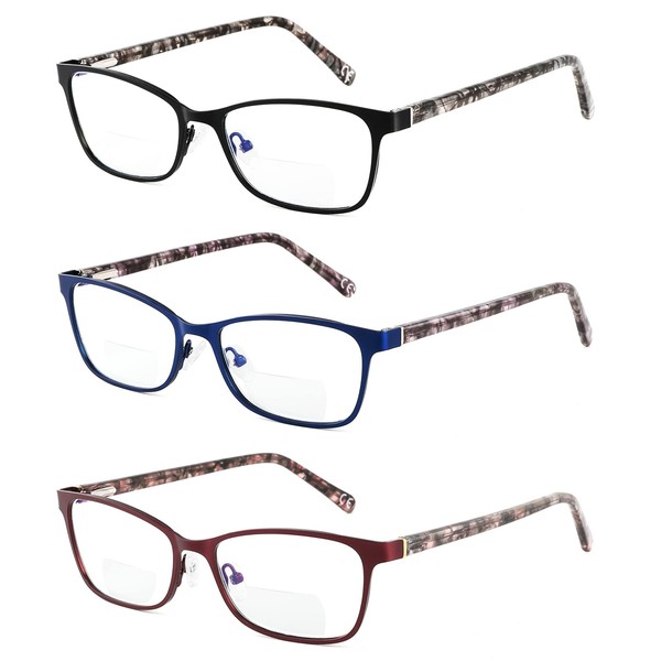LKEYE Bifocal Reading Glasses Women Blue Light Blocking With Clear