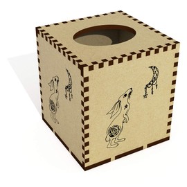Square 'Hare & Moon' Wooden Tissue Box Cover (TB00048797)