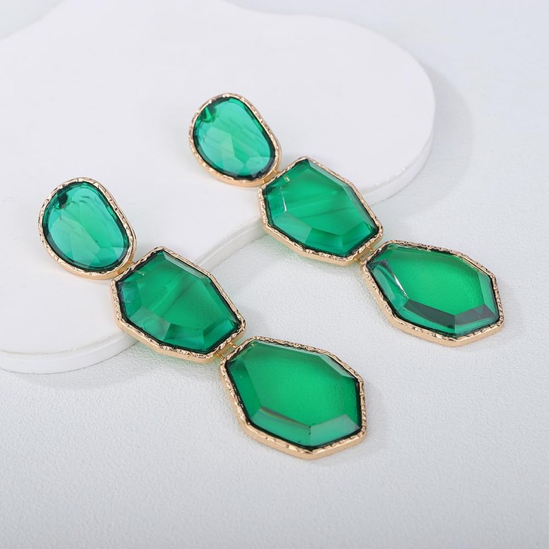 Women Boho Dangle Earrings Statement Green