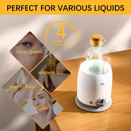 Lotion Warmer Dispenser Heated Accelerated Absorption with Perspectivity Glass Bottle Massage Oil Warmer Heater for Massage Therapy Spa