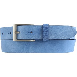 BELTINGER Children's Belt Made of Soft Full Cowhide Leather Vintage Look 3 cm Leather Belt for Girls 30 mm Narrow Belt Used Look, Blue, antique silver