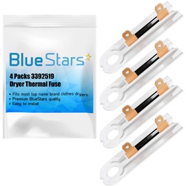 [PACK OF 4] UPGRADED 3392519 Dryer Thermal Fuse Replacement Part by BlueStars - Easy to Install - Exact Fit for Whirlpool Kenmore Dryers - Replaces AP6008325 3388651 694511 80005 WP3392519VP