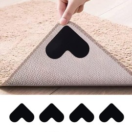 Anti-slip Sheet 4 Pieces, Shape: Heart Super Strong Anti-Slip Mat, Carpet Pad Anti-Slip Tape, Suitable for Carpet, Mat, Rug, Sofa, and More