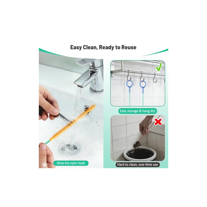 30-Inch Drain Snake Hair Clog Remover - 5 Pack