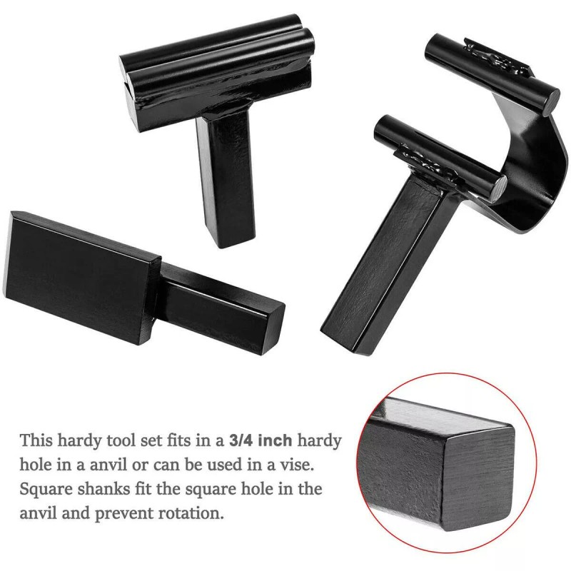 YMT 3pcs Blacksmith Anvil Forge Hardy Tool 3/4" Hot Cut