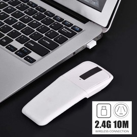 Ratón Plegable, ratón táctil inalámbrico USB con Receptor USB, ratón óptico de 1000 dpi para portátil, Ordenador, Ordenador portátil(Blanco)