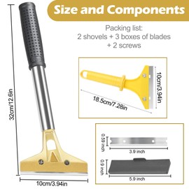 2 Piece Wallpaper Remover Set, Wallpaper Scraper with 20 Replacement Blades and Protective Cover, 4 Inch Wallpaper Scraper with Rubber Handle, Floor Scraper for Removing Wallpaper and Floor Tile