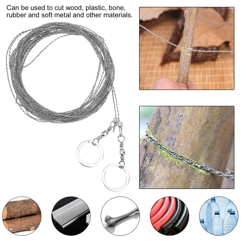 Portable Wire Saw 33ft Stainless Cutting String Emergency Camping Rope