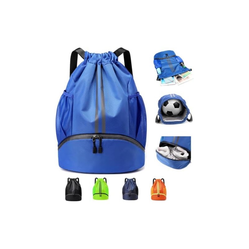 Mochila Deportiva Impermeable con Compartimento para Zapatos y Cordón -