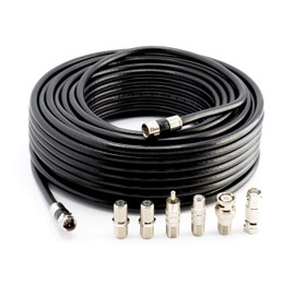 THE CIMPLE CO Digital Coaxial Cable Kit with Universal Ends -RG6 Coax Cable and six (6) Piece Adapter Kit Includes Male Female RCA BNC F81, and Barrel Connectors - Black, 100 Feet