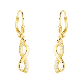 SOFIA MILANI - Women's Earrings 925 Silver with Zirconia Stones - Infinity Earrings, Yellow Gold, Cubic Zirconia