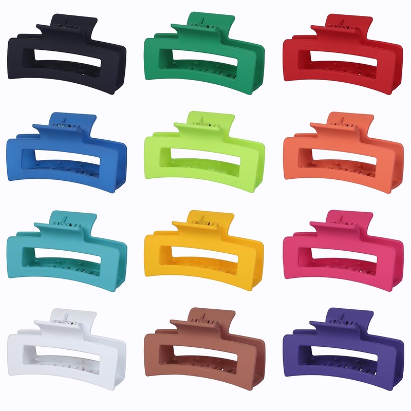 Sisiaipu 3.5 Inch Medium Hair Accessories: 12 Pcs Square Jaw