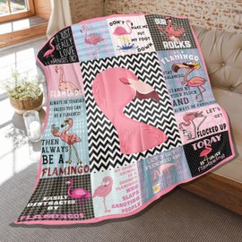 Flamingo Blanket,Funny Flamingo Collage Print Gifts for Flamingos Lovers, Soft Plush Flannel Throw Bed Sofa Bedroom Decoration 80 in x 60 in Large for Women Men Adults