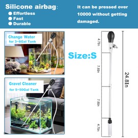 Carefree Fish Aquarium Small Gravel Cleaner 6Ft Hose Fish Tank Water Changer Gravel Vacuum Adjustable Length ABS(for 3~8Gal Tank)