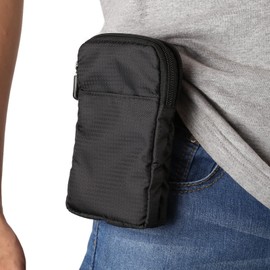 Cell Phone Pouch with Belt Clip, Cell Phone Shoulder Holster Black Men, Waterproof Nylon Smartphone Messenger Bag Zipper Holster Travel Crossbody Purse Sling Bags Handbag with Shoulder Strap Carabiner