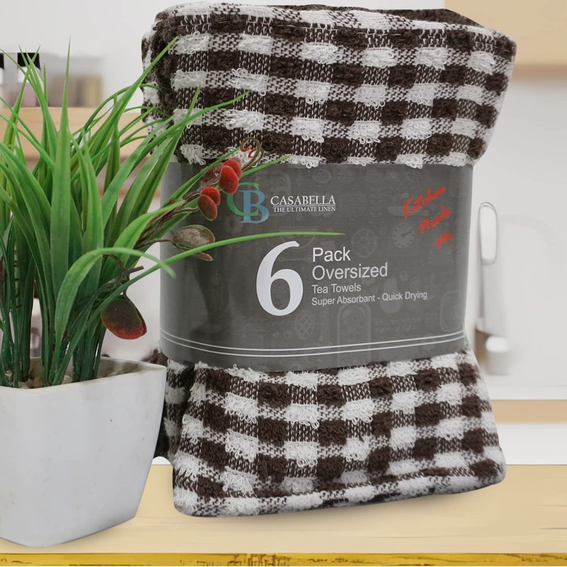 Casabella Pack of 6 Terry Towelling Cotton Kitchen Tea Towels