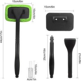 Car Windshield Cleaning Tool, Cleaner with 4 Washable and Black 