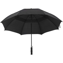 M.J COMFY-LIFE Extra Large Golf Umbrella 105cm - Black Windproof Strong Folding Umbrella, Big Automatic Umbrella with Steel Frame & Impact Cloth for Heavy Rain, Storm & Travel