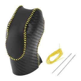 RATCHROLL Gear Shift Knob Cover for Ford Focus 2012-2018 Anti-Slip Stick Shifting Handle Protector Faux Leather 1 Pc Black Carbon Fiber Yellow