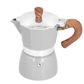 Italiana Moka Pot 3 Tazas - de Aluminio para Espresso con Base Antideslizante, Ideal para Casa/Campamento, Incluye Cuchara Medidora (Color Plata)