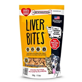 Chewmasters 100% Pure Beef Liver Bites, Healthy Freeze Dried Dog Treats, 17.6 oz, All Natural, Grain Free, High Protein & Zero Additives, Made in USA, Packed with Nutrients and Vitamins