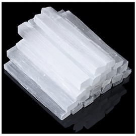 XIANNVXI 12 Pcs 4" Selenite Sticks Large Selenite Crystal Wands White Raw Rough Crystals Bulk for Healing Reiki Energy Drawing Protection Wiccan Altar Supplies