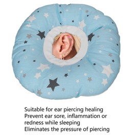 Ear Piercing Pillow for Side Sleepers, Ear Guard Pillow with Ear Hole for Releasing Ear Pain Ear Inflammation Pressure Sores, Support Neck Head, Light Blue Star Pattern
