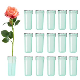 BEADNOVA Floral Water Tubes 1.6 Inch Plastic Water Tubes for Floral Flower Vials with Caps for Flower Arrangement Decoration (Green, 20 Pcs)