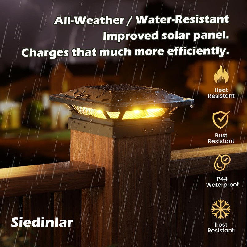 SIEDiNLAR Solar Post Cap Lights 16 LEDs 2 Modes 3.5x3.5
