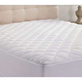 Quilted Mattress Protector Extra 35cm Deep 100% Cotton Luxury Hotel Quality Anti-dust mite Bed Mattress Pad Cover Fitted Skirt Noiseless Super Soft Machine Washable (White, Small duoble)