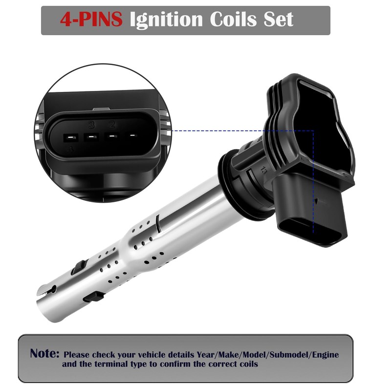 4X Ignition Coil Packs and Spark Plugs for Volkswagen Tiguan