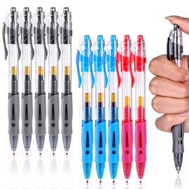 10 Pack Pens, Black Pens, Quick-Drying Gel Pens, Write Smoothly Pens Black Ink, Gel Pens for Writing, Rollerball Pen, Black Pens Ballpoint for School College Work Home Office (Multicolor, 0.5mm)