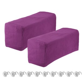 sourcing map 2pcs Stretch Armrest Covers for Chairs/Sofas, Couch Arm Covers with Twist Pin, Furniture Protector Slipcovers for Sofa Chair Recliner Purple