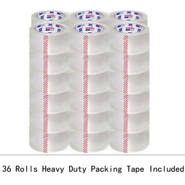 P PERFECTAPE Heavy Duty Packing Tape 36 Rolls with 6 Dispensers, Total 1980Y, Clear, 2.7 mil, 1.88 inch x 55 Yards, Ultra Strong, Refill for Packaging and Shipping
