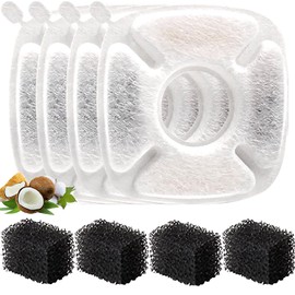 BRENSTEN 8 Pcs Replacement Filters & Sponges for Veken 95oz/2.8L Pet Fountain, Cat Water Fountain Filters (4 Carbon + 4 Sponge)