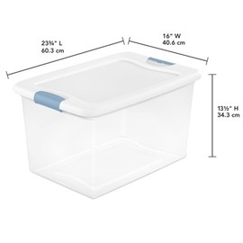 Sterilite 6-Pack Latching Box, Under Bed Storage Bins with Lids, Clear Plastic, 64 Quart - Heavy-Duty Organizing Containers for Closet, Bathroom, and Office