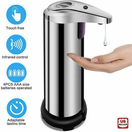 250ml Stainless Auto Handsfree Sensor Touchless Soap Dispenser Kitchen Bathroom Steel Traditional