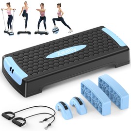 Zeatly 4-in-1 Adjustable Aerobic Step Platform (4"/6") - Workout Stepper with Resistance Bands, Non-Slip Balance Board - Home Gym Equipment for Step Training, Cardio, Pilates & Physical Therapy