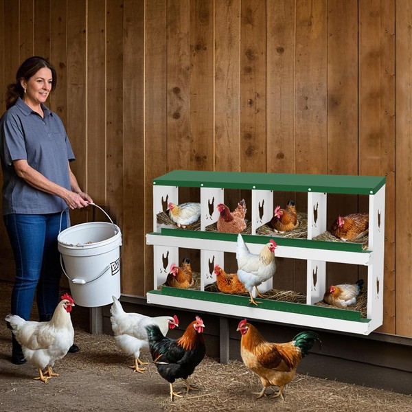 Chicken Nesting Boxes, 8 Compartments Nesting Boxes, Metal Chicken Laying