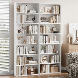 FACBOTALL 82" Tall Bookshelf, 7-Tier Open Shelves Bookcase, Freestanding Display Storage Shelves, Tall Bookcase Home Decor Furniture for Home Office, Living Room, Bedroom, White