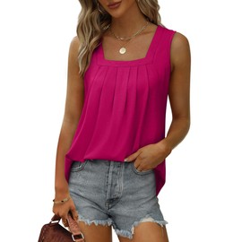 Cute Tops for Women Trendy Going Out Summer Outfits 2025 Beach Clothes for Vacation Hot Pink M