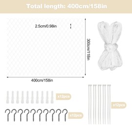 heqxwl Nylon Cat Protection Net for Balcony, No Drilling, Transparent, Can Be Cut to Size and Bite Resistant Balcony Nets for Cats for Securing Patio, Windows and Doors (3 x 4 m)