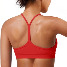 Padded Y-Back Sports Bra for Women - Racerback Low Impact Spaghetti Strap for Yoga Workout Top