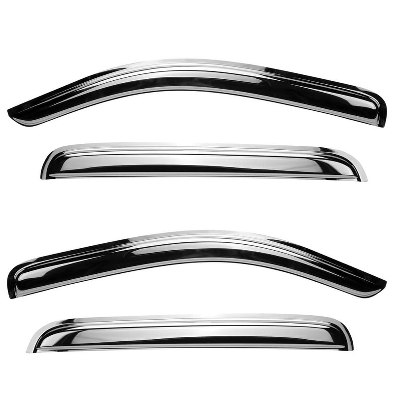 Deebior 94040Y Chrome Side Window Visor Wind Vent Deflector,4pc Outside