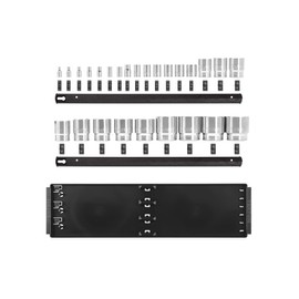 TEKTON 1/4, 3/8, 1/2 Inch Drive 6-Point Socket Set with Rails, 26-Piece (5/32-1-1/2 in.) | SHD99204