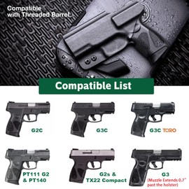 WARRIORLAND IWB Kydex Holster w/Claw & Optic Cut, Compatible with Taurus G2C / G3C / G3C Toro/ GX22 PT111 G2 / PT140 G2 Pistol, Inside The Waistband Conceal Carry, Adj. Cant & Retention, Right