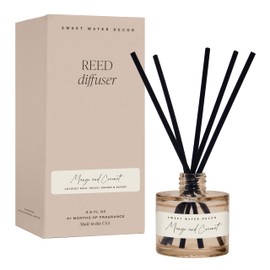 Sweet Water Decor Mango and Coconut Reed Diffuser – Room Decor Aesthetic with Long-Lasting Premium Fragrance of Mango, Pineapple, Orange, Peach, Coconut Milk for 4 Months – Ideal for Home Decor